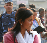 woman in a crowd